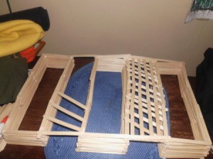 Popsicle Stick Shelf - continue attaching backing