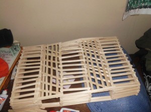 Popsicle Stick Shelf - attach backing however you wish.