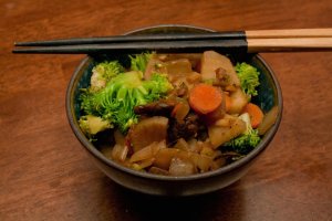 Sunchoke Stir Fry in Rice Bowl
