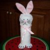Easter bunny made from paint roller.