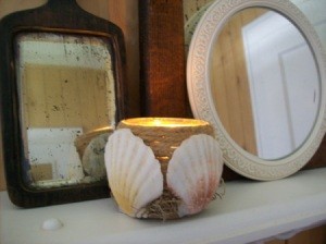 Twine-Wind Your Votive Glass and then decorate with seashells.