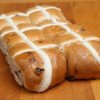 Hot Cross Buns on Wood Board