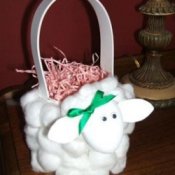 Cotton ball lamb Easter basket.