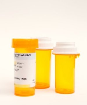 Pill Bottles on White Background
