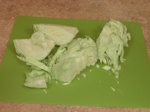 chopping cabbage
