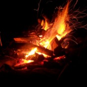 Scenery: Campfire in New Hampshire, at night