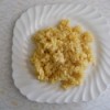 Curried chicken and rice on plate
