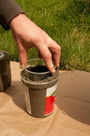 Pressing Container into Hypertufa Concrete