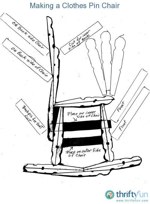 Diagram of how to make a clothes pin rocking chair.