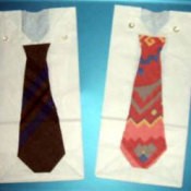 Father's Day gift bags shaped like a shirt and tie.