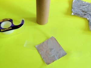 Aluminum foil square and tape.