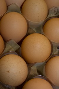 Brown eggs in a carton