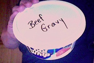 Leftovers in Cool Whip Bowl