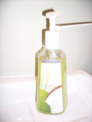 Using a zip tie to restrict pump bottle movement downward. 