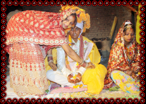 Three members of wedding party.