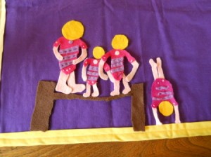 Positioning all of the balance beam gymnasts.