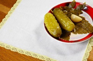 Marinated Cucumbers on a Plate