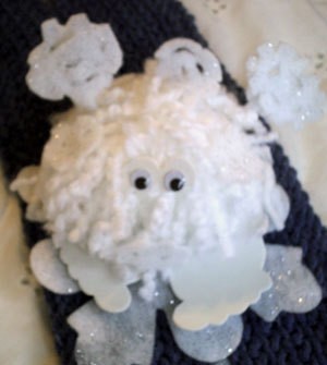 Styrofoam and yarn decoration.