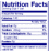 Nutrition facts label on food package.