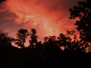 Red stormy sky.