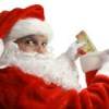 Santa putting a gift in a stocking