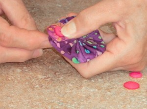 Step 1 for pink and purple barrette.