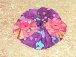 Step 2 for pink and purple barette.
