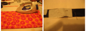 Ironing bandana and pinning ribbon.