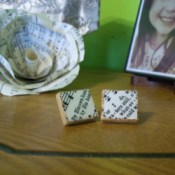 Earrings made with scrabble tiles