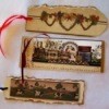 A bookmark made out of wallpaper scraps.