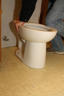 Placing New Toilet