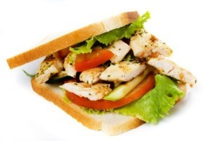 Chicken Sandwich on White Background