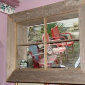 Window frame built around photo.