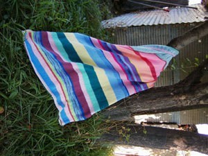 Striped knitted throw.