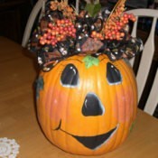 Decorated and painted pumpkin.