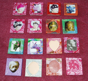 Photo frame fridge magnets.