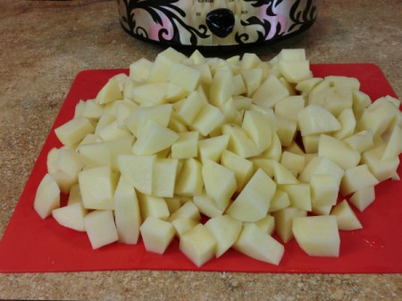 cut up potatoes