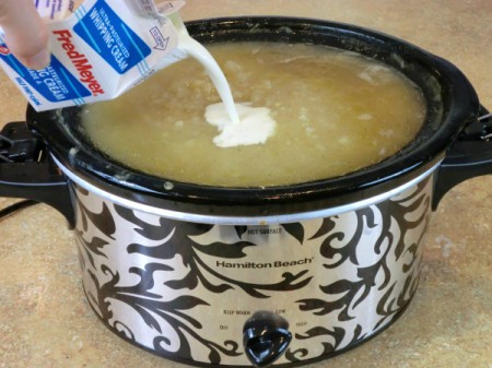 adding whipping cream