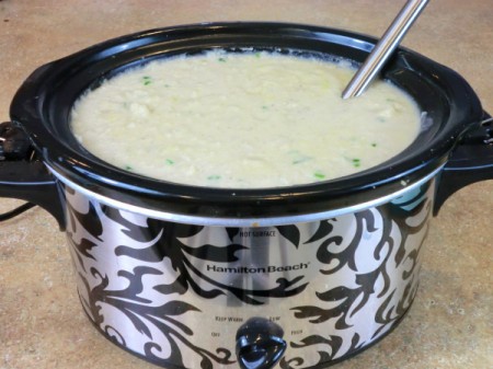 mix in cheese and chives