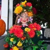 Little girl dressed as a flower garden.