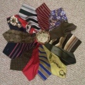 A tree skirt made from men's ties