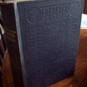 Closeup of cloth bound encyclopedia.