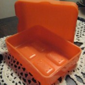 Hard plastic travel soap case.