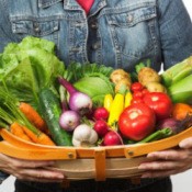 A basket of produce from a CSA