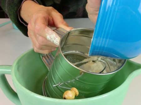 sifting dry ingredients