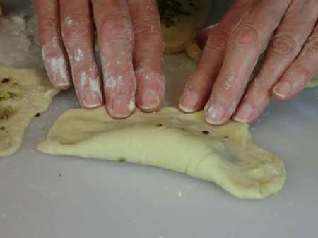 stretching dough