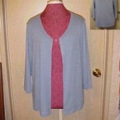 Cardigan made from altering a sweater.