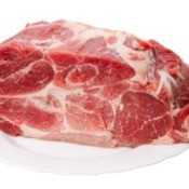 A frozen piece of meat.