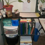 Desk add-on for calendar and craft books.