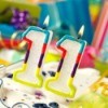A birthday cake with the number 11 on it.
